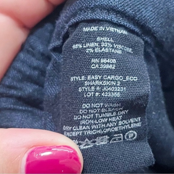 Theory Easy Pull On Cargo Linen Eco Sharkskin 2 Cropped Wide Leg Pants - Picture 12 of 12